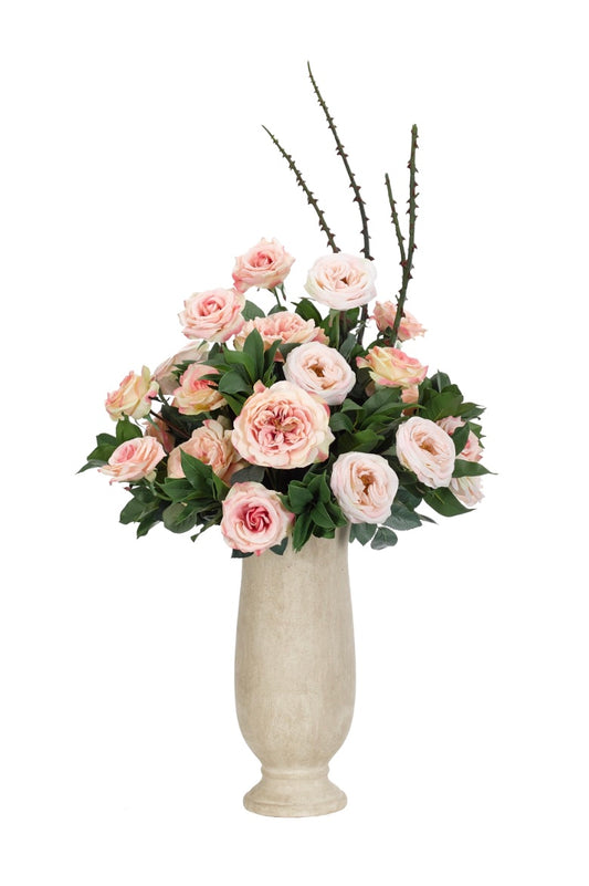 Rose, Pink, in Ceramic Vase Faux Arrangement, 41″