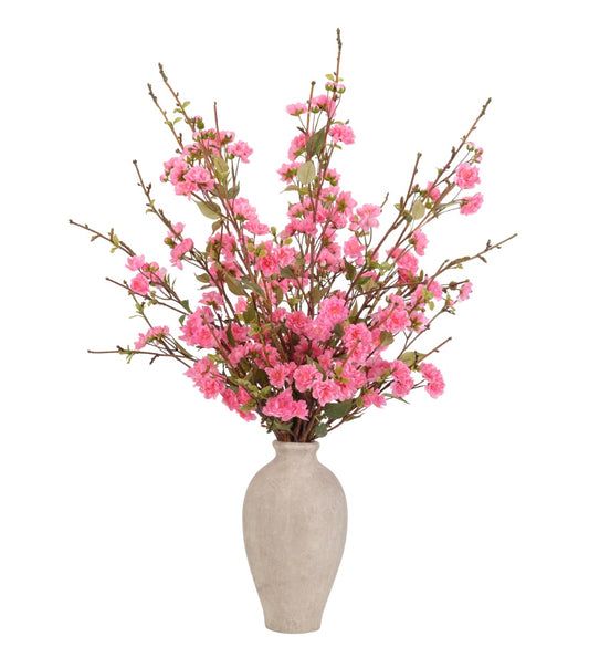 Branch Apple Blossom, Fuchsia, Pottery Jar Faux Watergarden, 41″