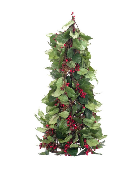 Holly Red Berry Topiary Faux Greenery, 28″